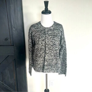 New Eileen Fisher Simple Short Cardigan Silk Organic Linen Black and White Small